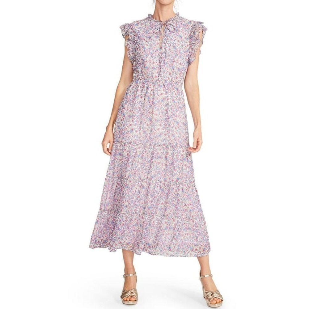 REVOLVE BB Dakota by Steve Madden Women's Chiffon Midi Dress White Ditsy Floral